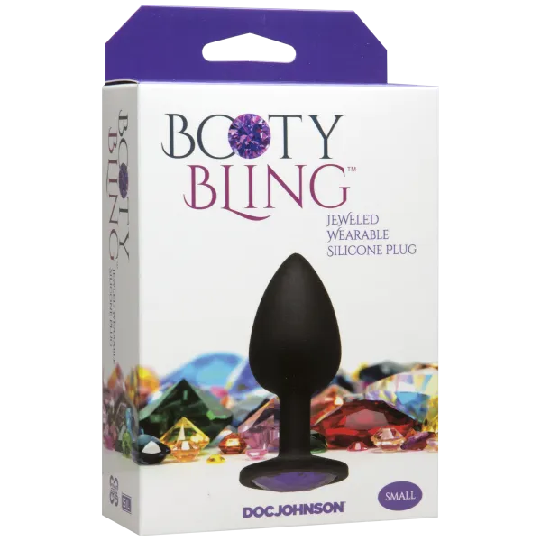 Anal Doc Johnson Booty Bling Small Black Plug Purple Stone Anal Doc Johnson Booty Bling Small Black Plug Purple Stone