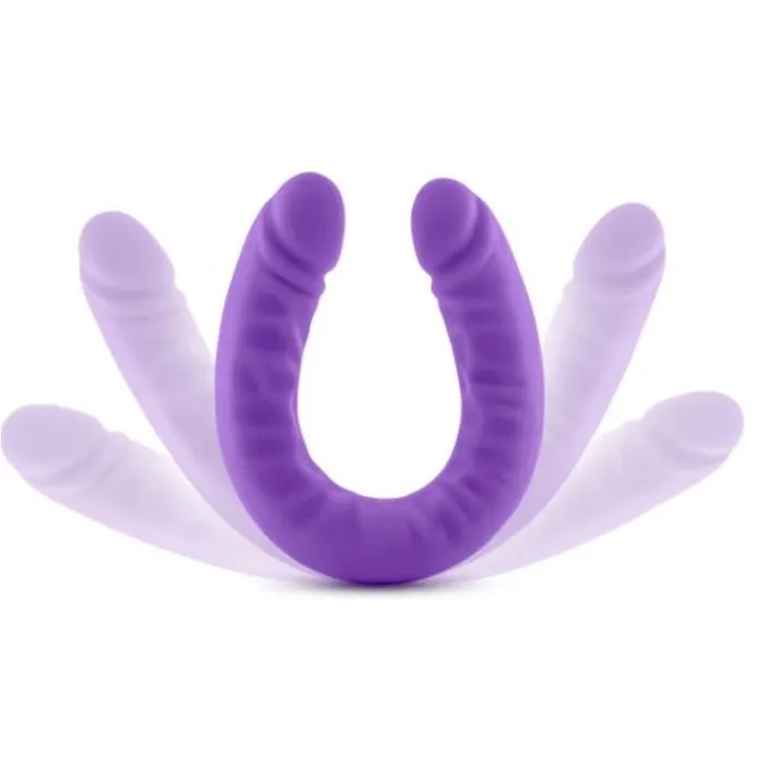 Blush Novelties Ruse Silicone Slim 18 Inch Double Dong Purple Dildos