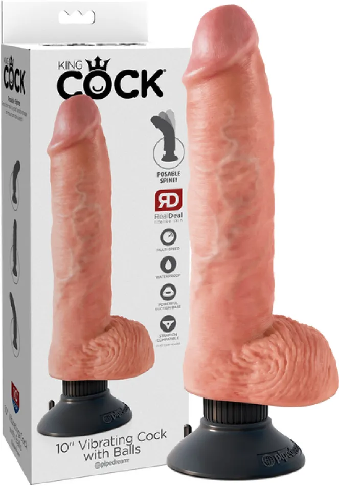 Female Sex Toys King Kock 10 Vibrating Cock With Balls Flesh Pipedreams