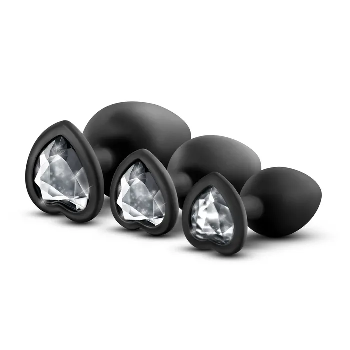 Luxe Anal Luxe Bling Plugs Training Kit Black With White Gems