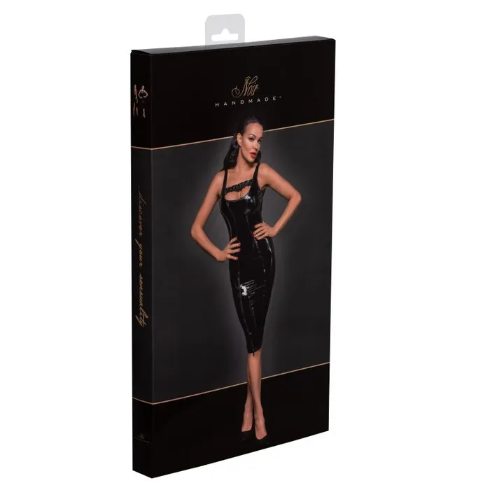 PVC Midi Dress w Front Zipper Noir Male Sex Toys PVC Midi Dress w Front Zipper Noir Male Sex Toys