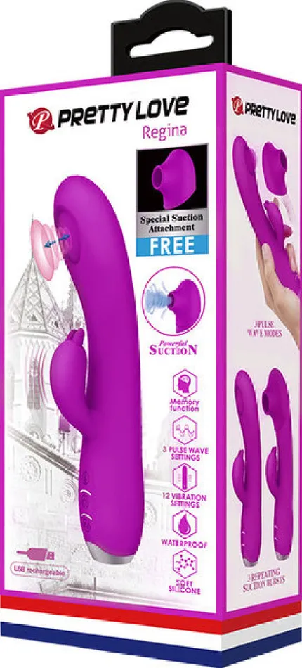 Rabbit Vibrator w Suction Regina Purple Pretty Love Vibrators