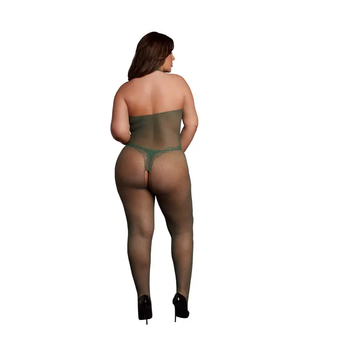 Male Sex Toys Le Desir Le Desir Green Crotchless Mesh One Piece Bodysuit