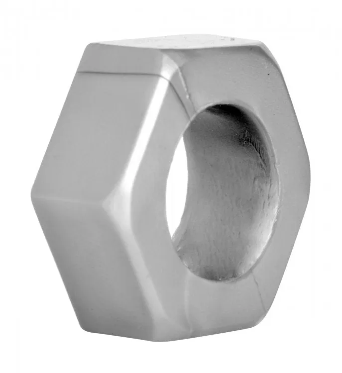 Master Series Male Sex Toys Master Series Silver Hex Heavy Duty Cock Ring Ball Stretcher