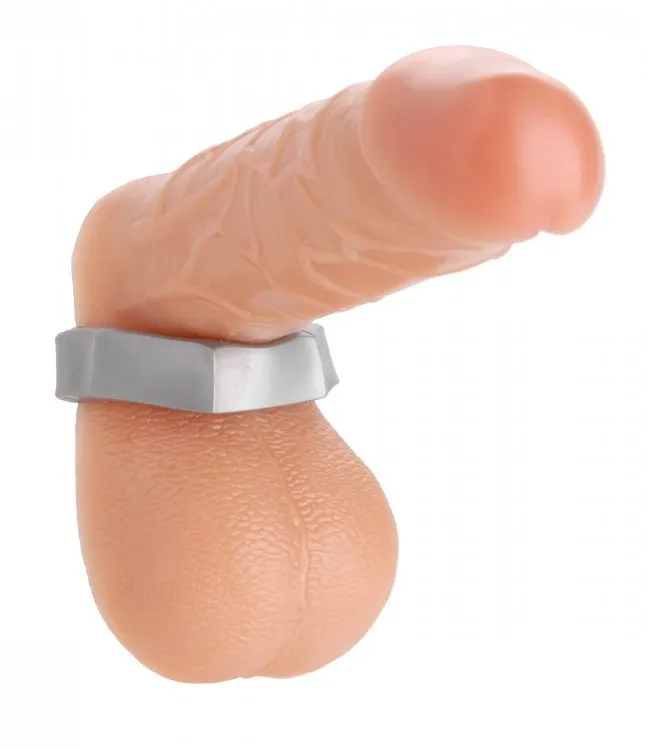 Master Series Male Sex Toys Master Series Silver Hex Heavy Duty Cock Ring Ball Stretcher