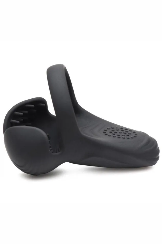 10X Vibrating Silicone Cock Ring with Taint Stim and Remote Sex On the Go Male Sex Toys