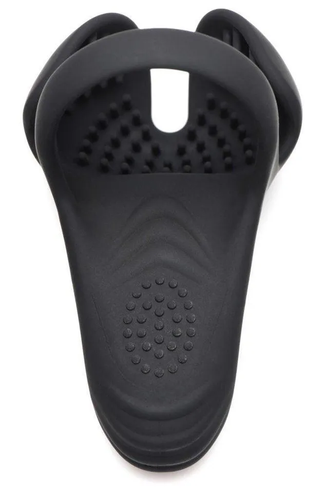 10X Vibrating Silicone Cock Ring with Taint Stim and Remote Sex On the Go Male Sex Toys