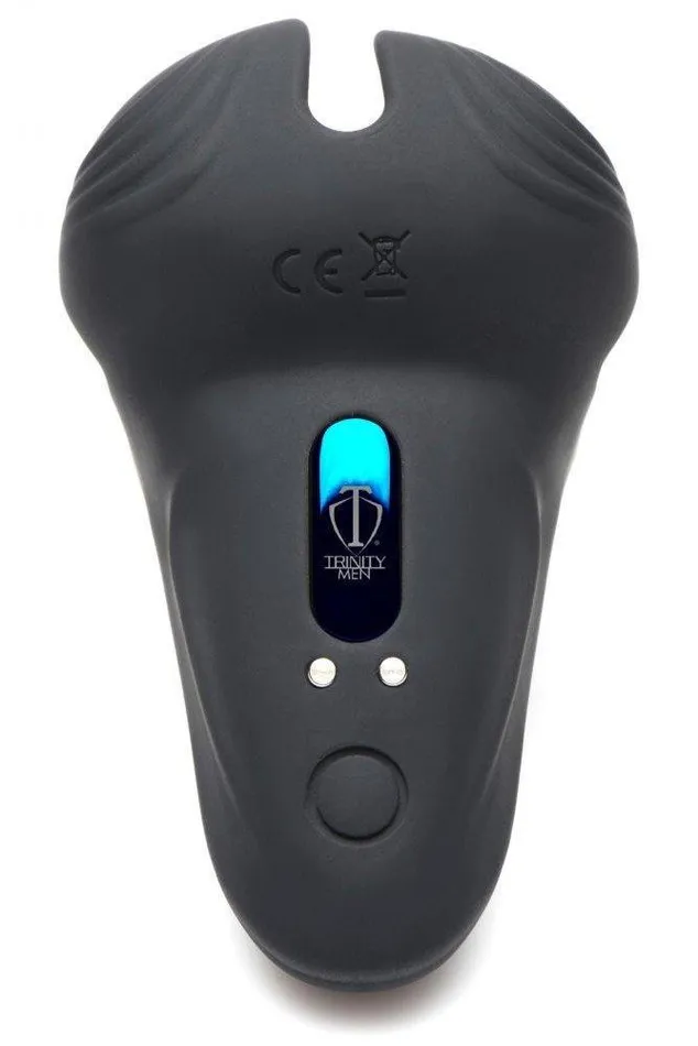 10X Vibrating Silicone Cock Ring with Taint Stim and Remote Sex On the Go Male Sex Toys