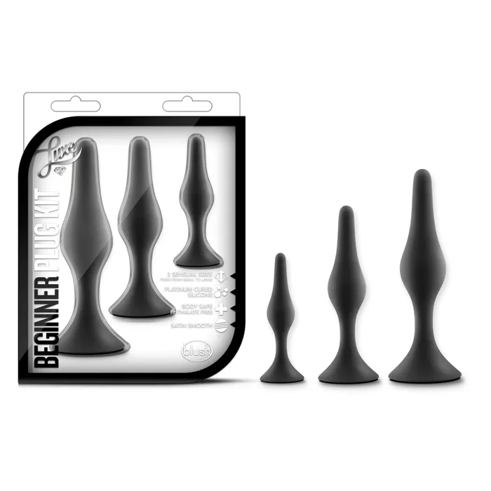 Anal Luxe Beginner Butt Plug 3Piece Kit PinkBlack Luxe