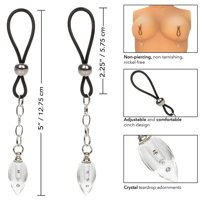 CalExotics Couples Nipple Play NonPiercing Nipple Jewelry Crystal Teardrop