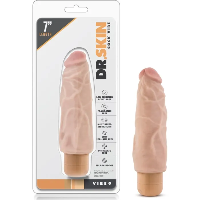 Dr Skin Cock Vibe 9 75in Vibrating Cock Beige Dr Skin Female Sex Toys