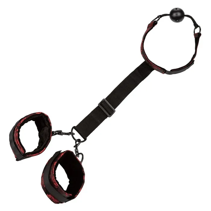 CalExotics Restraints CalExotics Scandal Breathable Ball Gag With Cuffs Red