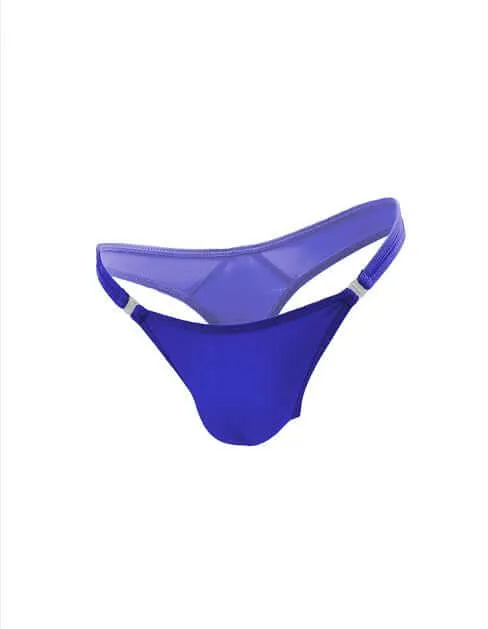 Love In Leather Mens Lycra GString With Quick Release Clips Blue SM Love In Leather Vibrators