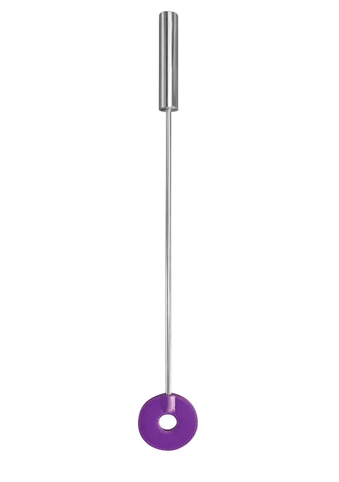 Shots America Vibrators Leather Circle Tipped Crop Purple