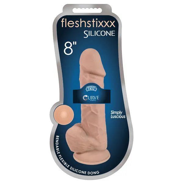 Dildos Curve Novelties Fleshstixxx 8 Silicone Dildo WBalls Vanilla