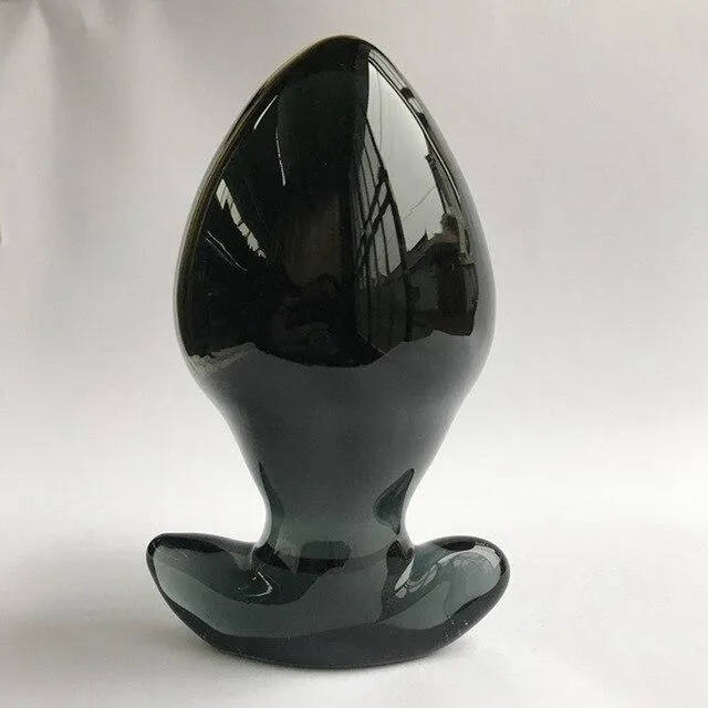 Own Pleasures Anal Large Black Crystal Glass Butt Plug