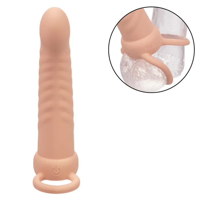 Performance Maxx Rechargeable Silicone Ribbed Dual Penetrator Extender Cal Exotics Female Sex Toys