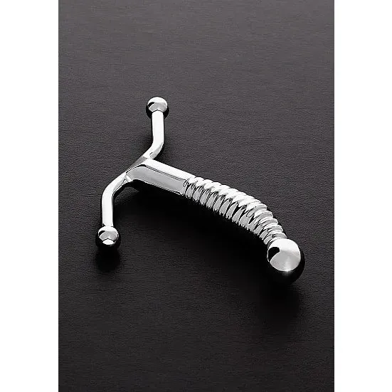 Ribbed GSpot PSpot Stimulator Stainless Steel Triune Female Sex Toys