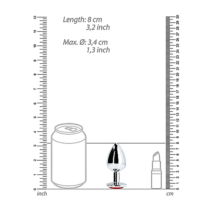 Shots Anal Shots Ouch Round Gem Butt Plug Medium SilverRuby Red